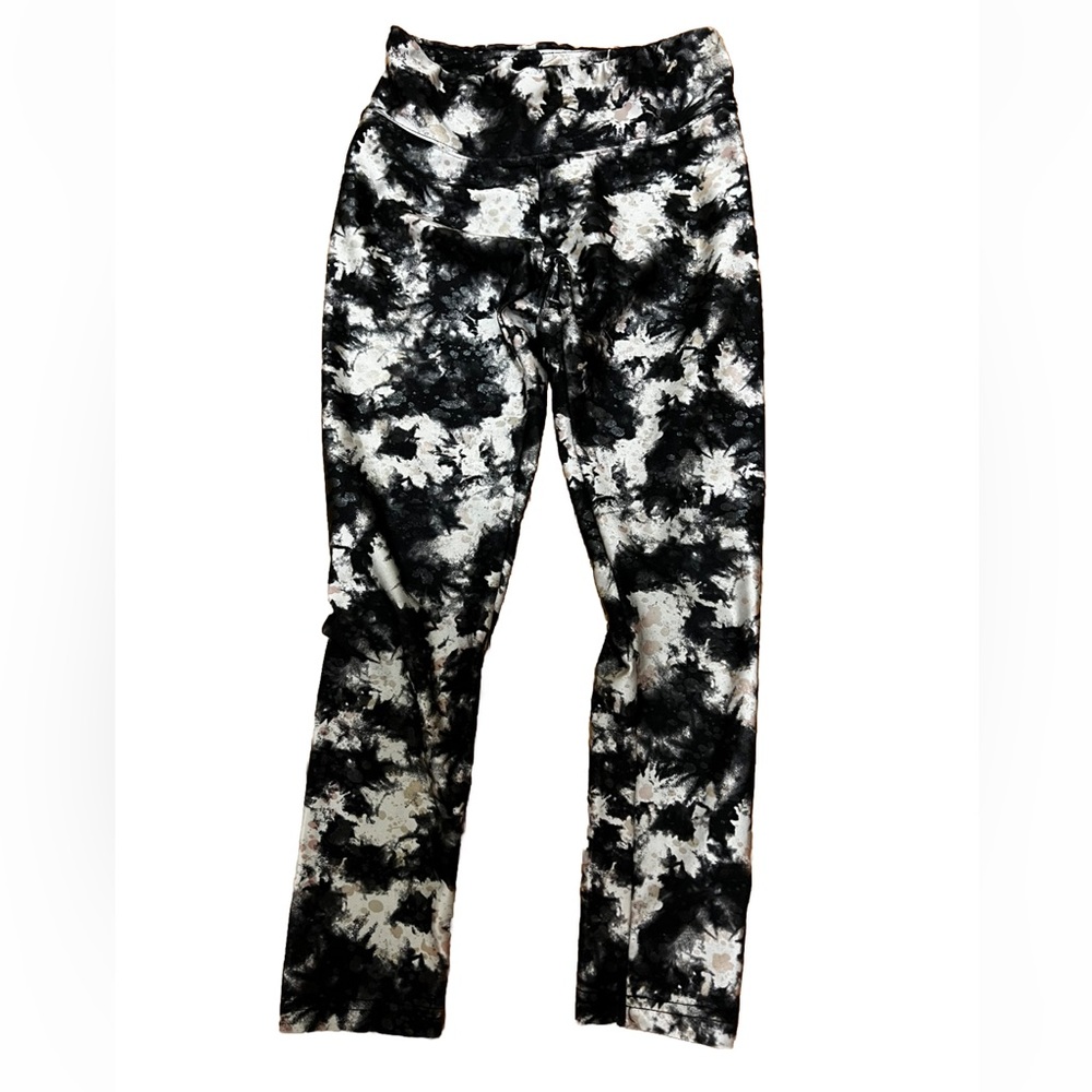 Justice Girls Leggings Black / White Marble Print Size 8